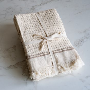 WAFFLE STRIPE TOWEL SET OF 2