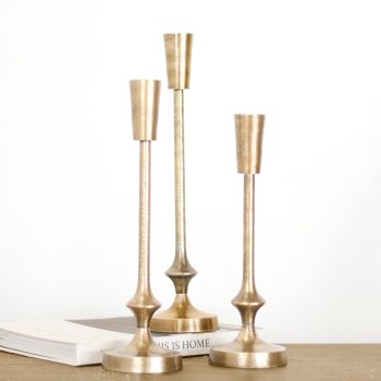 GOLD CANDLESTICKS SET OF 3