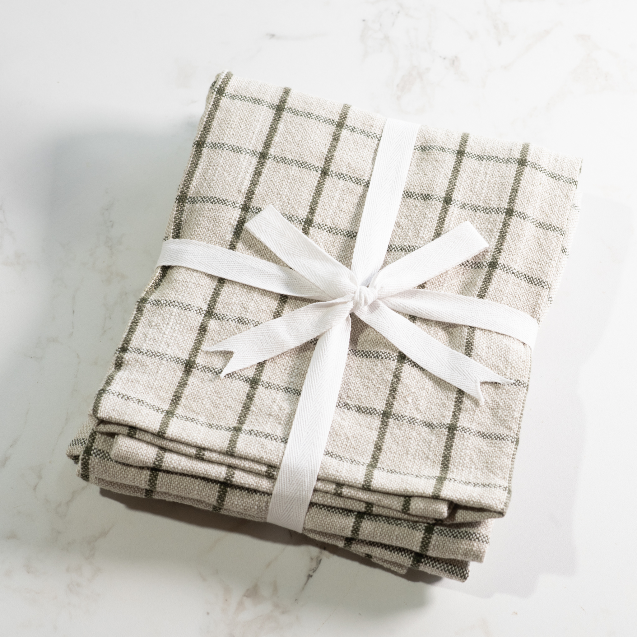 BROWN CHECK TOWELS SET OF 2