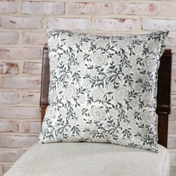 CREAM & DARK SAGE ZINNIA PILLOW