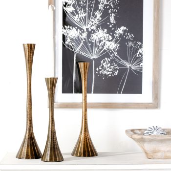 SET OF 3, ALUMINUM CANDLE HOLDERS