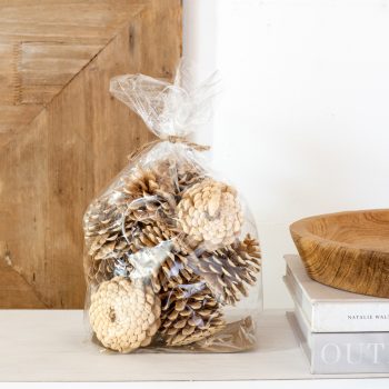 12 PIECE BLEACHED PINE CONES