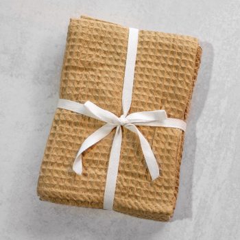 BEIGE WAFFLE HAND TOWELS SET OF 2