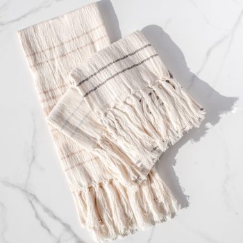 STRIPE FRINGE TOWELS SET OF 3