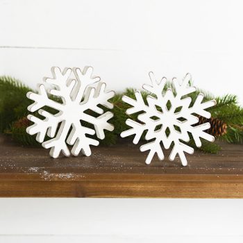 WOOD SNOWFLAKES SET OF 2