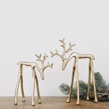 GOLD LOOK DOWN REINDEER SET OF 2