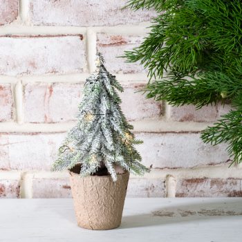 DROOP SNOW TREE WITH LIGHTS