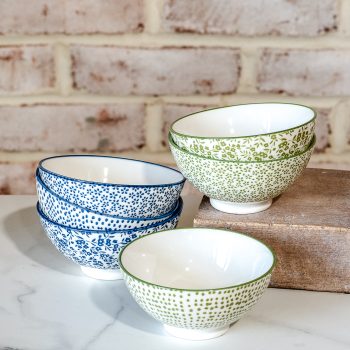 4" FLORAL/DOT BOWLS SET OF 3