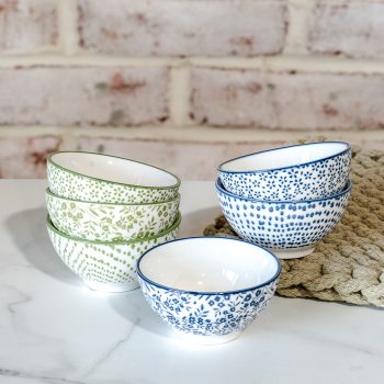 3" FLORAL/DOT BOWL SET OF 3