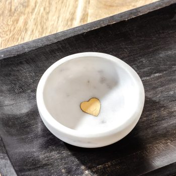 MARBLE TRAY WITH GOLD HEART INLAY