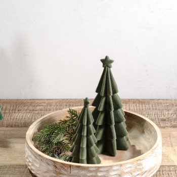 GREEN VELVET TREES SET OF 2