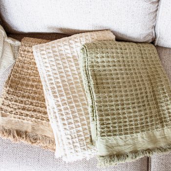 WAFFLE FRINGE THROW