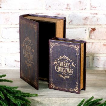 VINTAGE MERRY CHRISTMAS STORAGE BOOKS SET OF 2